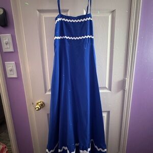 Blue Maxi Dress with White Accents